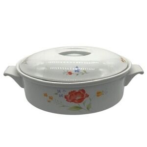Vintage Hearthside Poppy Garden Floral Bake N' Serve 2 Qt Casserole Lid Japan